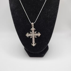 Premier Design sparkling rhinestone cz cross pendant necklace.  Silver "Grace"